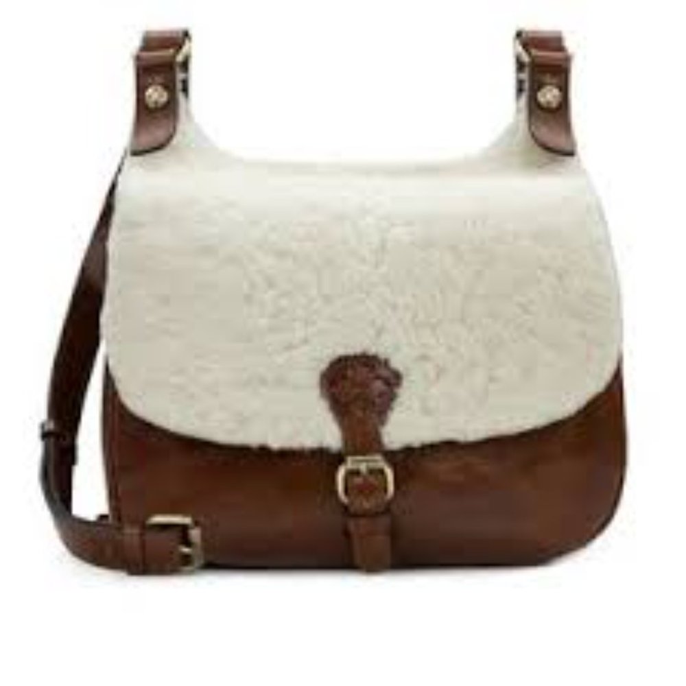 NWT Patricia Nash Leather London Sherpa Crossbody Tan